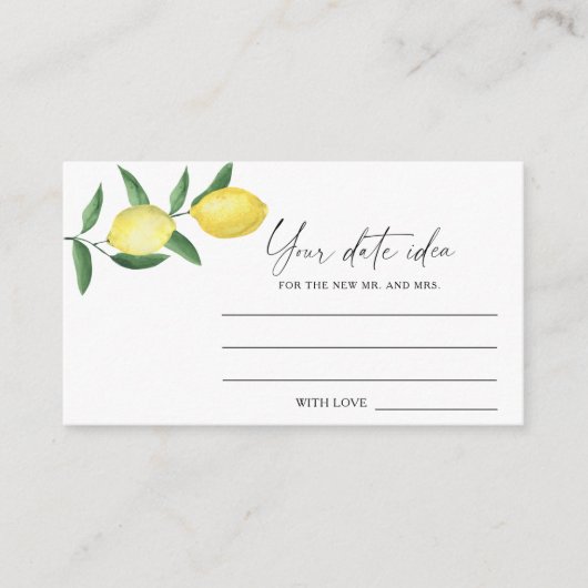 シトラスアイディア – 日付の夜のレモン\日付の瓶 エンクロージャーカード (正面)