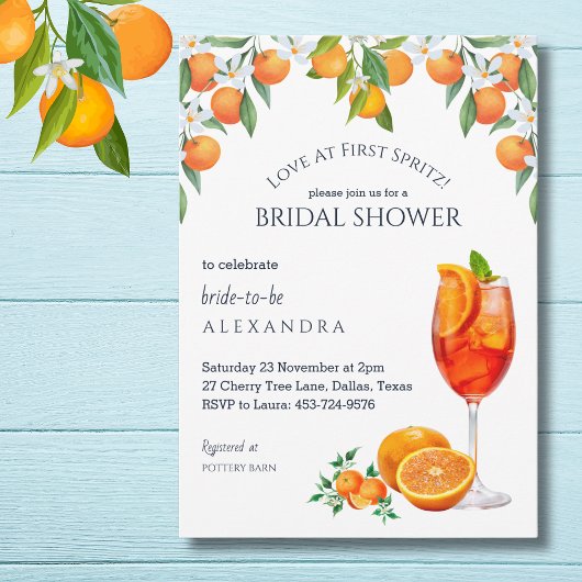 シトラスアペロラブアットファーストスピリッツブライダルシャワー 招待状
