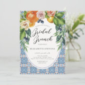 シトラスアーチイタリアンブルータイルモダンブライダルシャワー 招待状 (スタンド正面)