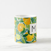 シトラスアートレモンライムツリーイニシャルフレッシュ コーヒーマグカップ (中央)