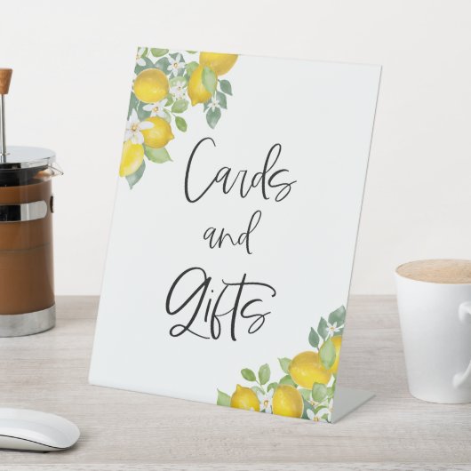 シトラスイエローレモンテーマカードとギフトサイン 台座サイン (インサイチュ)
