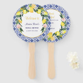 シトラスイタリアンレモンブルータイルブライダルシャワー ハンドファン (正面&裏面)