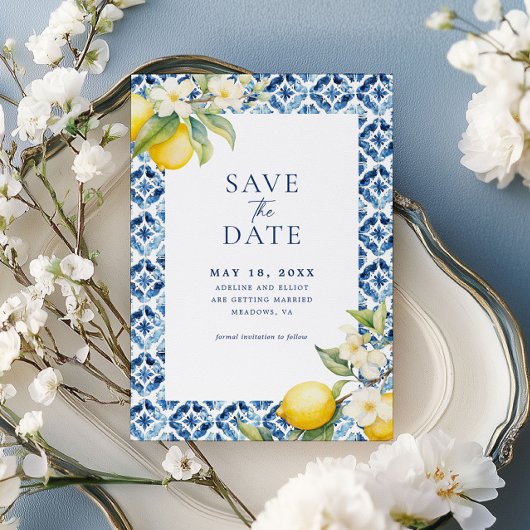 シトラスイタリアンレモンブルータイル保存日 招待状