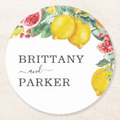 シトラスウォーターカラーボタニッ結婚クス ラウンドペーパーコースター (正面)