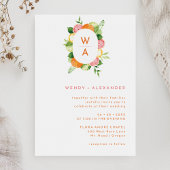 シトラスウォーターカラーモノグラム結婚クレスト 招待状