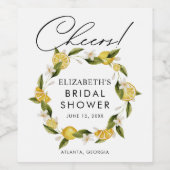 シトラスウォーターカラーレモンブライダルシャワー ワインラベル (シングルラベル)