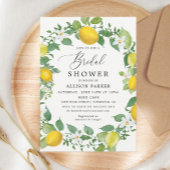シトラスウォーターカラーレモンリースブライダルシャワー 招待状