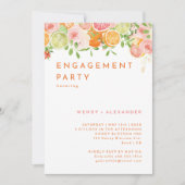 シトラスウォーターカラー婚約パーティ 招待状 (正面)