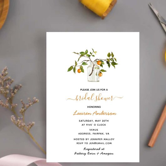 シトラスエレガントツブライダルシャワー招待 案内状