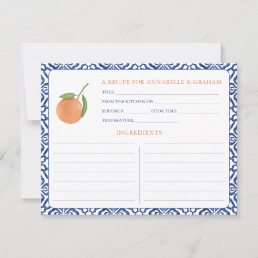 シトラスエレガントティ地中海のステティックレシピカード 招待状 (正面)