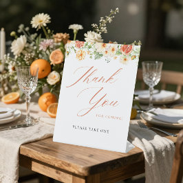 シトラスエレガントフローラブライダルシャワーの好意サイン 台座サイン