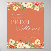 シトラスエレガントフローラブライダルシャワーウェルカムサイン ポスター (正面)