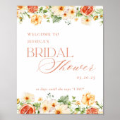 シトラスエレガントフローラブライダルシャワーウェルカムサイン ポスター (正面)