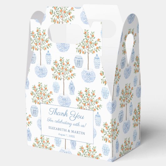 シトラスエレガントブルーホワイト中国結婚ズサンキュー フェイバーボックス (オープン)