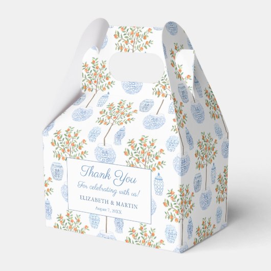 シトラスエレガントブルーホワイト中国結婚ズサンキュー フェイバーボックス (正面サイド)