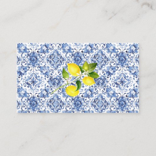 シトラスエレガントレモン水色の赤ちゃんシャワーディープ エンクロージャーカード (裏面)