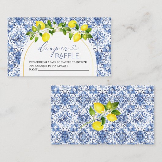 シトラスエレガントレモン水色の赤ちゃんシャワーディープ エンクロージャーカード (正面/裏面)