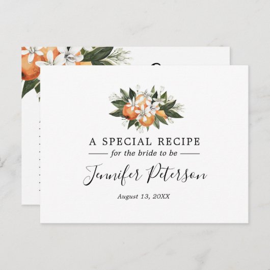 シトラスオレンジかわいこちゃんブライダルシャワーレシピ ポストカード (正面/裏面)
