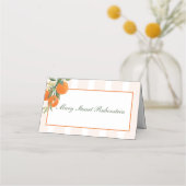 シトラスオレンジとホワイトストライプ座席表 プレイスカード (正面)