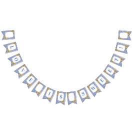 シトラスオレンジブルーホワイトプリントブライダルシャワー バンティングフラッグ