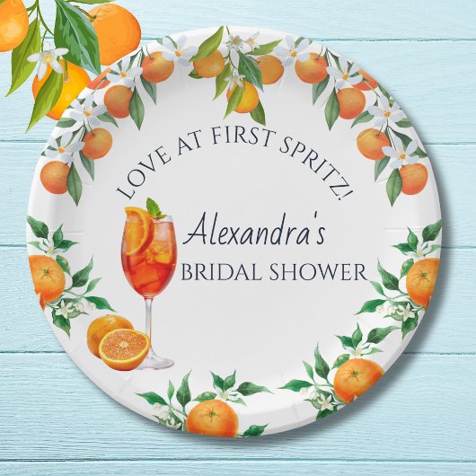 シトラスオレンジラブアットファーストスピリッツブライダルシャワー ペーパープレート