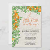 シトラスオレンジリトルかわいこちゃんニュートラルベビーシャワー 招待状 (正面)
