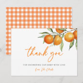 シトラスオレンジリトルかわいこちゃんベビーシャワー サンキューカード (正面/裏面)
