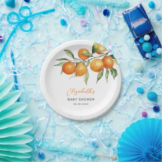 シトラスオレンジリトルかわいこちゃんベビーシャワー ペーパープレート (パーティー)