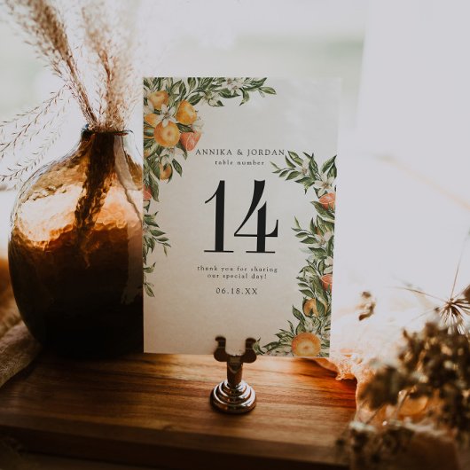 シトラスオーチャードボホボタニカルテーブルナンバーカード テーブルナンバー