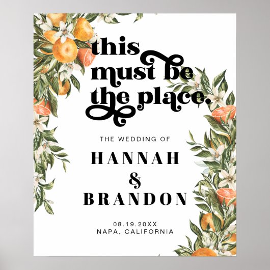 シトラスオーチャードボホボタニカル結婚ズタイポグラフィ ポスター (正面)