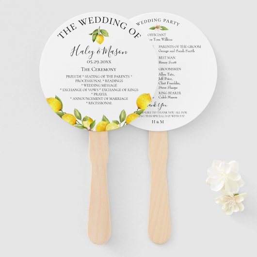 シトラスオーチャード結婚式 プログラムハンドファン ハンドファン (正面&裏面)