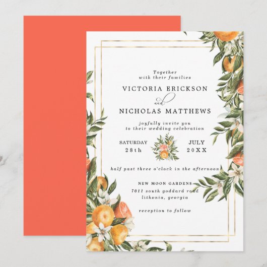 シトラスオーチャード | ボホボタニカルウェディング 招待状 (正面/裏面)