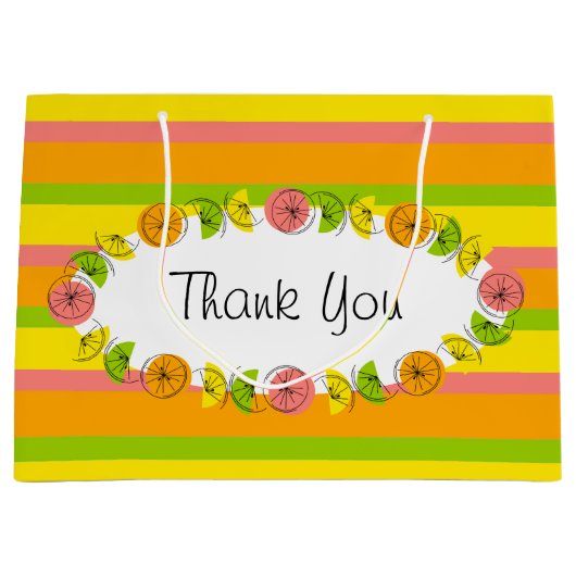 シトラスオーバルストライプクラシックサンキューラージ ラージペーパーバッグ (正面)