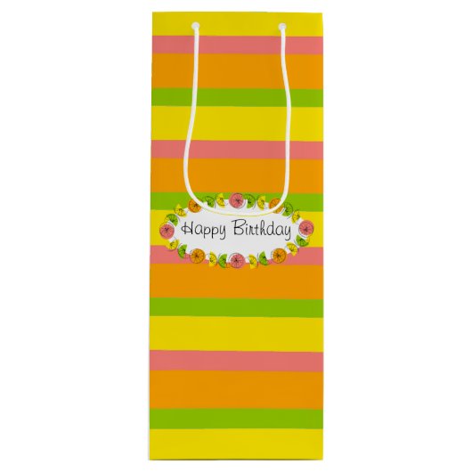 シトラスオーバルストライプ誕生日クラシック抱き枕ワイン ワインギフトバッグ (正面)