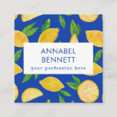 シトラスカラフルレモンパターンプロフェッショナル スクエア名刺 (正面)