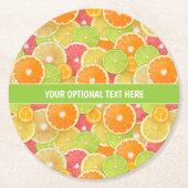 シトラスカラフル文字カスタム紙コースター ラウンドペーパーコースター (正面)