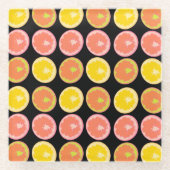 シトラスキャンディレモン果柄 ガラスコースター (正面)