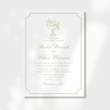シトラスグリーンのエレガントなフレームの結婚式招待状