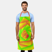 シトラスグリーンオレンジイエローグラデーション抽象デザイン エプロン (着用した状態)