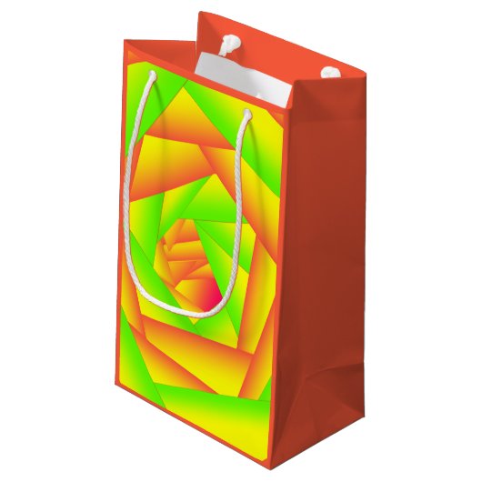 シトラスグリーンオレンジイエローグラデーション抽象デザイン スモールペーパーバッグ (裏面アングル)