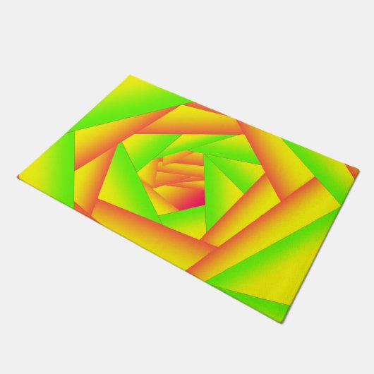 シトラスグリーンオレンジイエローグラデーション抽象デザイン ドアマット (アングル)
