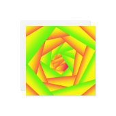 シトラスグリーンオレンジイエローグラデーション抽象デザイン ノートカード (正面/裏面インサイチュ)