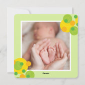 シトラスグリーンバブリーレトロサークル男の赤ちゃん写真 シーズンカード (裏面)