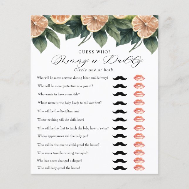 シトラスグリーン |赤ちゃんシャワーゲーム |ママのパパ (正面)