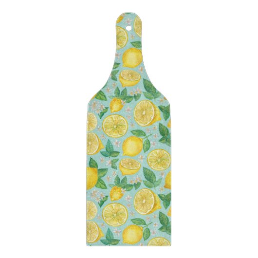 シトラスグローブタイル – 水彩レモン植物学 カッティングボード (正面)