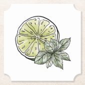 シトラスサマーライムとグリーン葉 ペーパーコースター (正面)