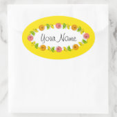 シトラスサークルイエローネームのシール丸 楕円形シール (バッグ)