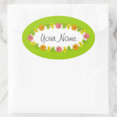 シトラスサークルグリーン名シール丸 楕円形シール (バッグ)