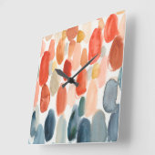 シトラスシーズン – サンゴとブルーストーンズ スクエア壁時計 (傾斜)