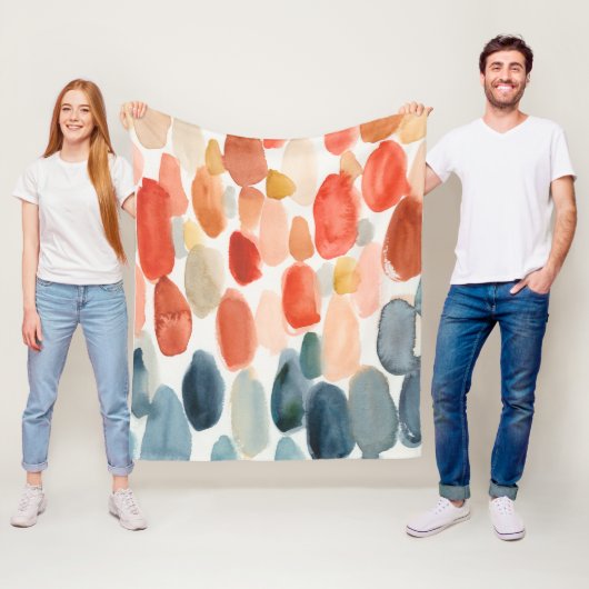 シトラスシーズン – サンゴとブルーストーンズ フリースブランケット (インサイチュ)